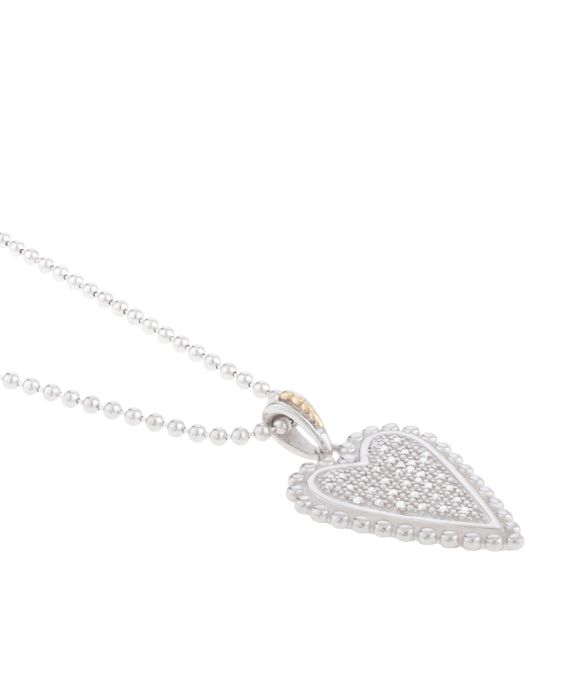 Silver & 18K Prosecco Diamond Heart Pendant