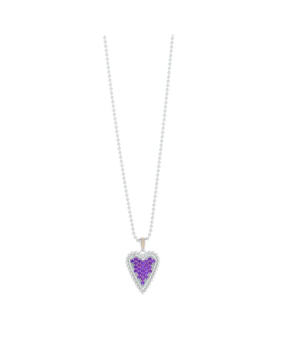 Silver & 18K Prosecco Rhodolite Heart Pendant