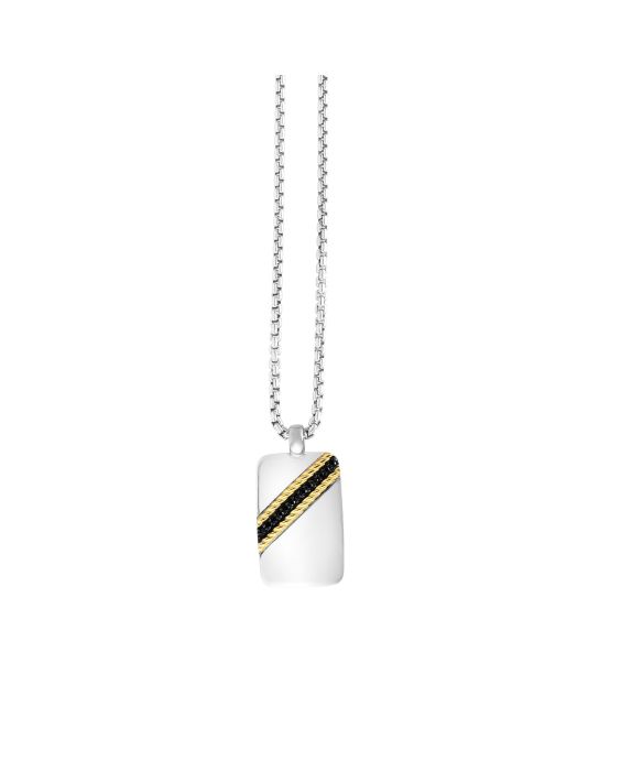 Sterling Silver & 18K Gold Spinel Tag Necklace