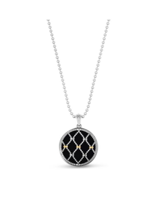 Silver &amp; 18K Gold Onyx Prosecco Netted Medallion