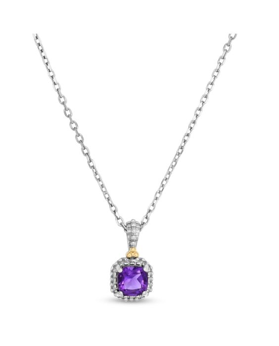 18K Gold &amp; Silver Amethyst Drop Prosecco Pendant