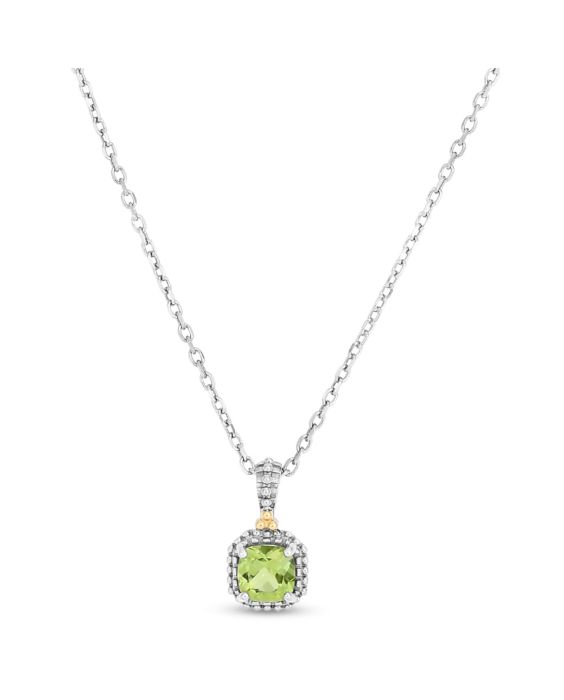 18K Gold &amp; Silver Peridot Drop Prosecco Pendant