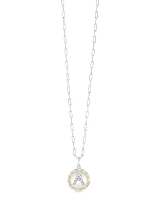 Silver-18K Prosecco Initials Letter A Necklace