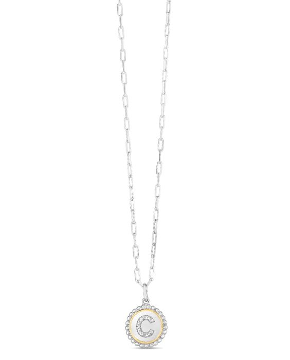 Silver-18K Prosecco Initials Letter C Necklace