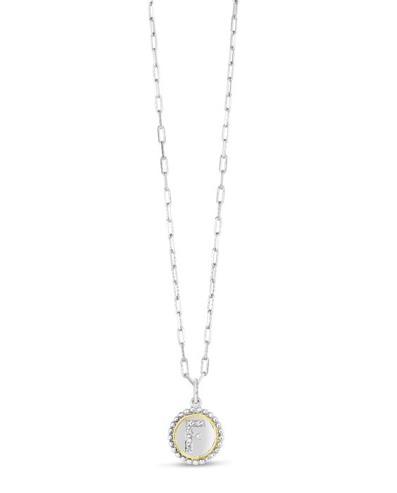 Silver-18K Prosecco Initials Letter F Necklace