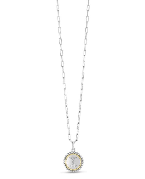 Silver-18K Prosecco Initials Letter I Necklace