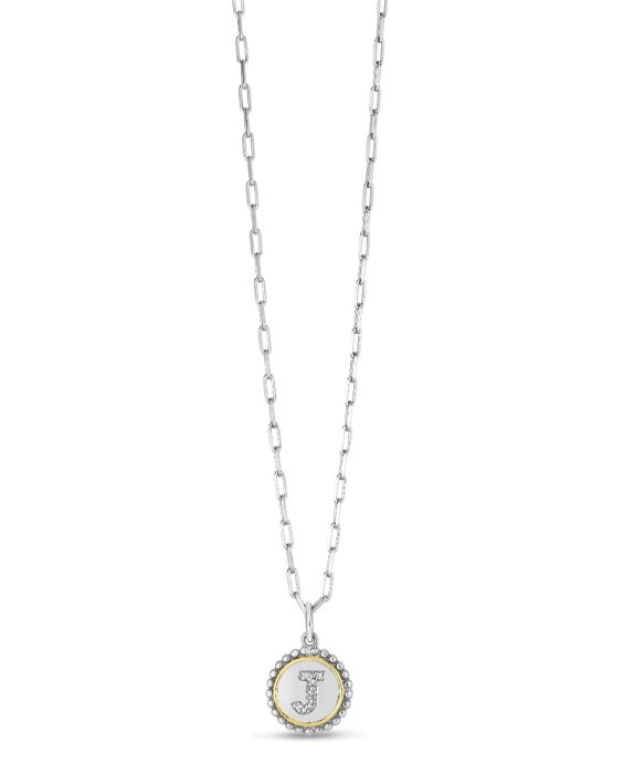 Silver-18K Prosecco Initials Letter J Necklace