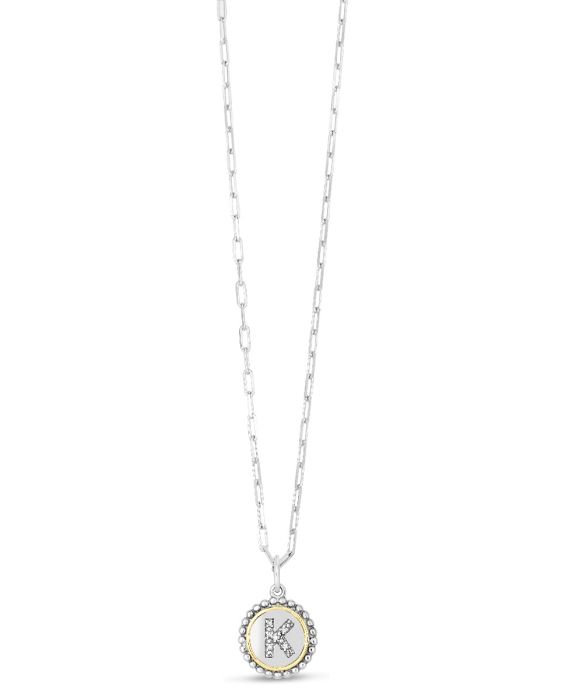 Silver-18K Prosecco Initials Letter K Necklace