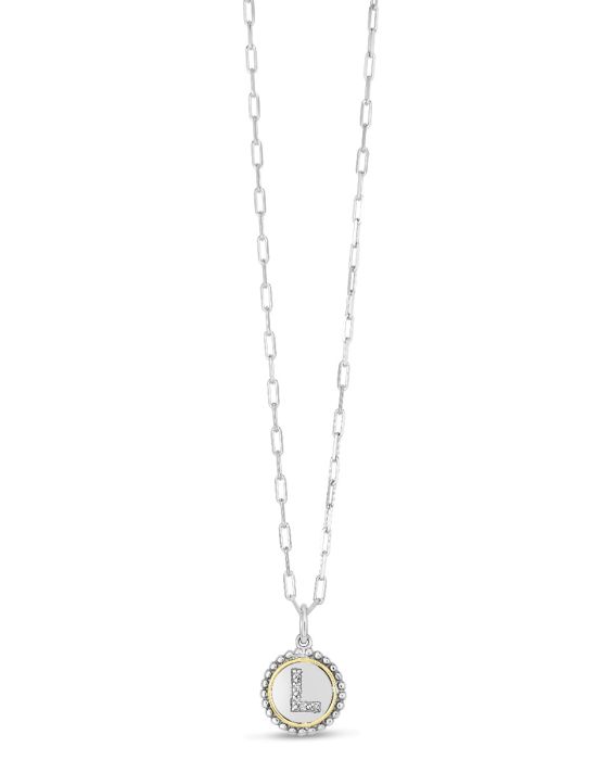 Silver-18K Prosecco Initials Letter L Necklace