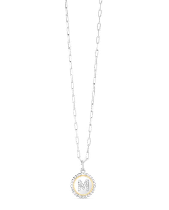 Silver-18K Prosecco Initials Letter M Necklace