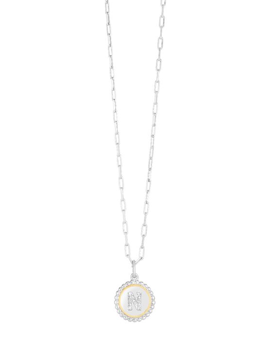 Silver-18K Prosecco Initials Letter N Necklace