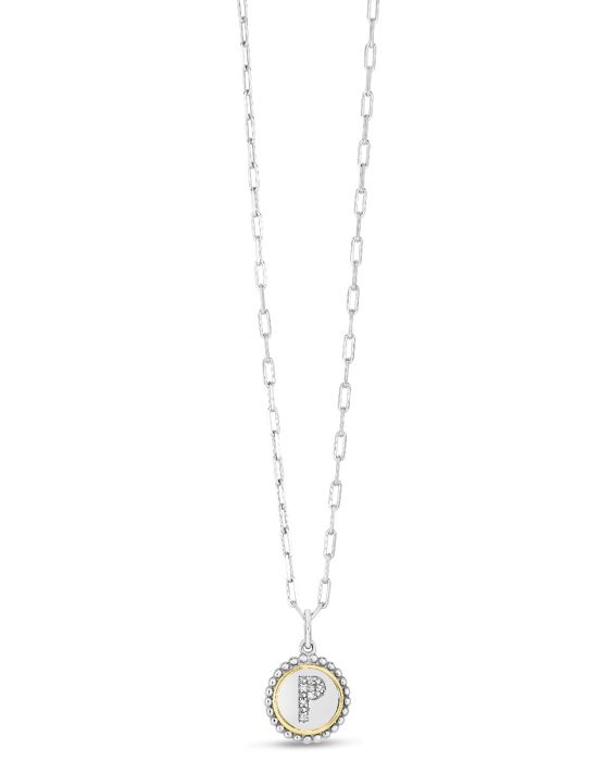 Silver-18K Prosecco Initials Letter P Necklace