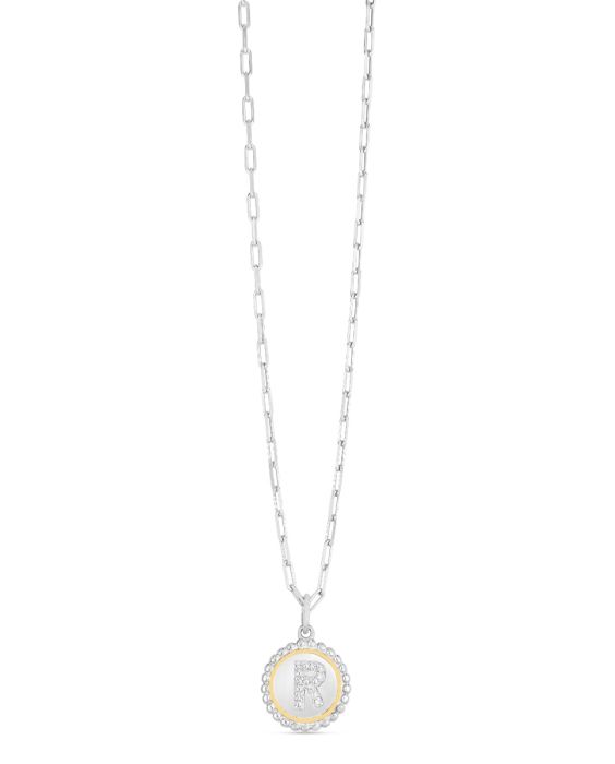 Silver-18K Prosecco Initials Letter R Necklace
