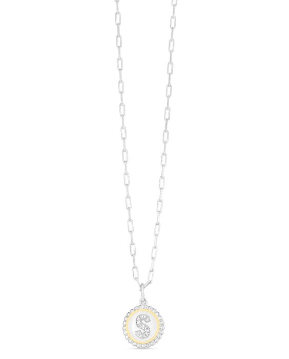 Silver-18K Prosecco Initials Letter S Necklace