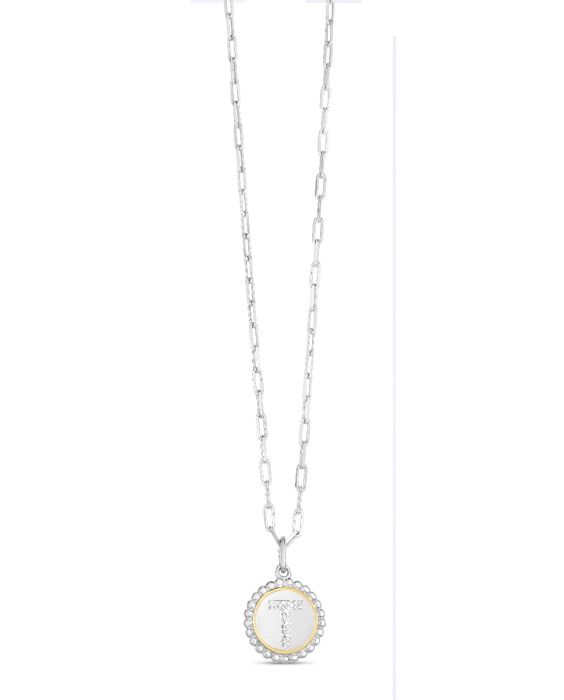 Silver-18K Prosecco Initials Letter T Necklace