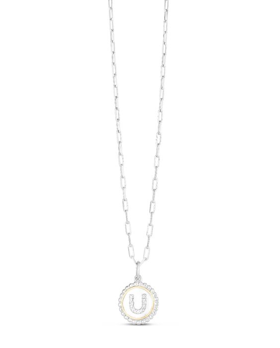 Silver-18K Prosecco Initials Letter U Necklace