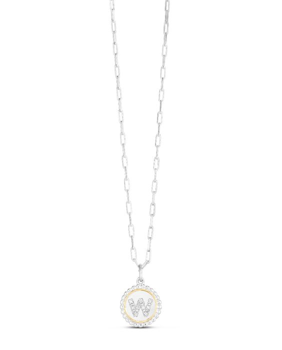 Silver-18K Prosecco Initials Letter W Necklace