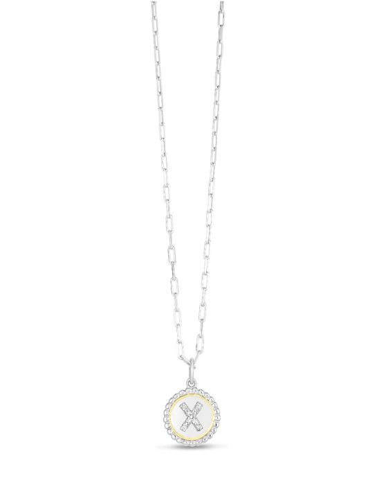 Silver-18K Prosecco Initials Letter X Necklace