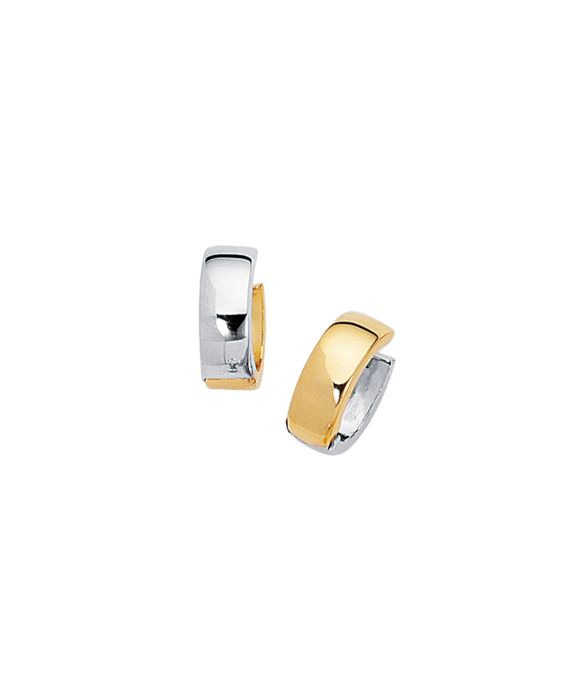 14K Gold Polished Chunky Reversible Huggie Earring