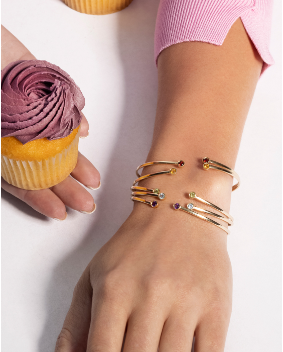14K Amethyst Open Cuff Bangle