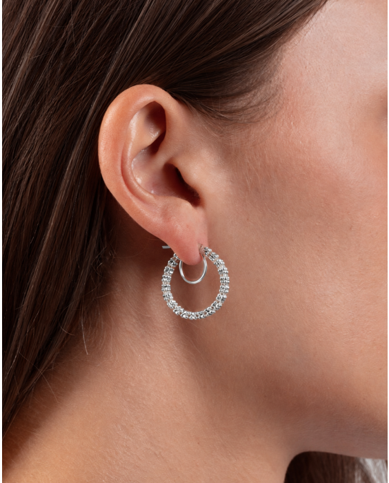 14K Ice Chain Round Hoops