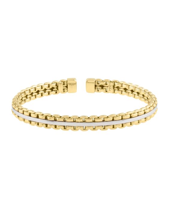 14K Gold Two-Tone Venetian Link Cuff Bracelet