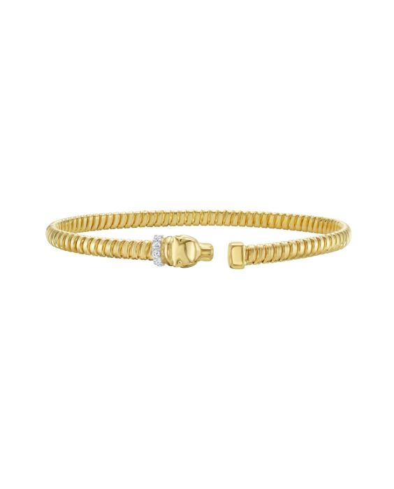 14K Diamond Panther Tubogas Cuff