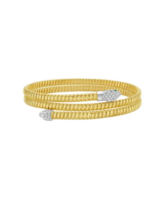 14K Diamond Snake Tubogas Bangle