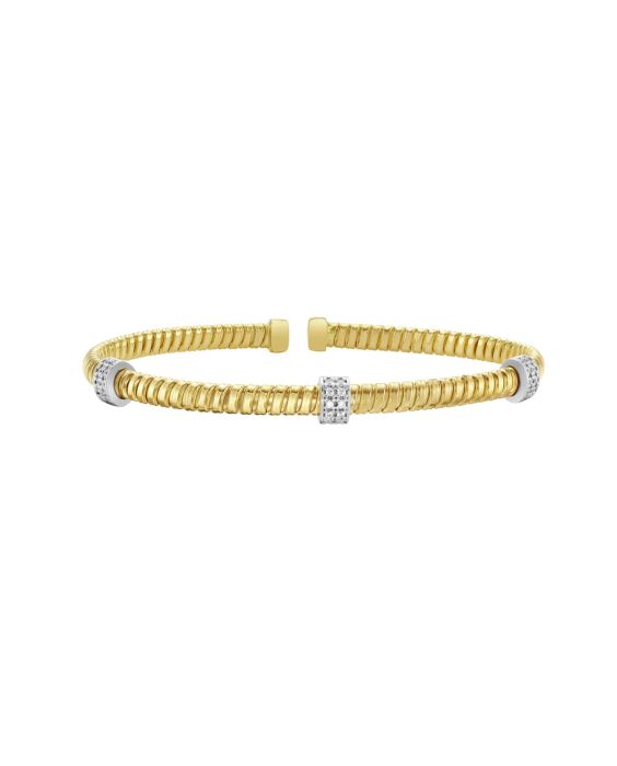 14K Diamond Triple Station Tubogas Cuff