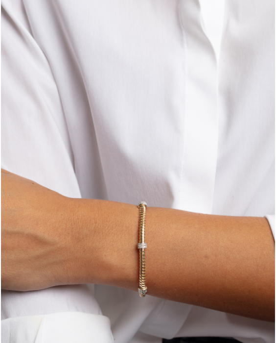 14K Diamond Triple Station Tubogas Cuff
