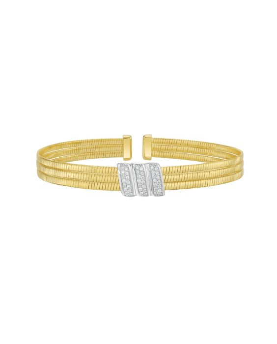 14K .21ct Diamond Omega Triple Cuff