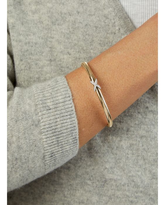 14K Diamond X Stretch Mesh Bracelet