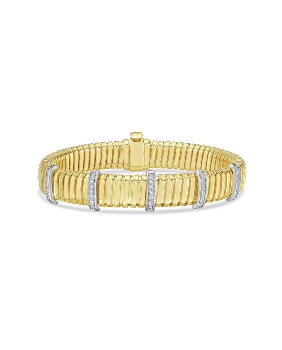 14K Five Station Diamond Tubogas Bracelet