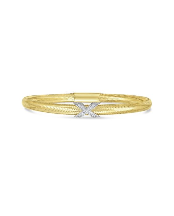 14K Diamond X Stretch Mesh Bracelet