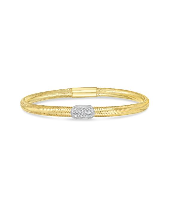 14K Diamond Oval Stretch Mesh Bracelet