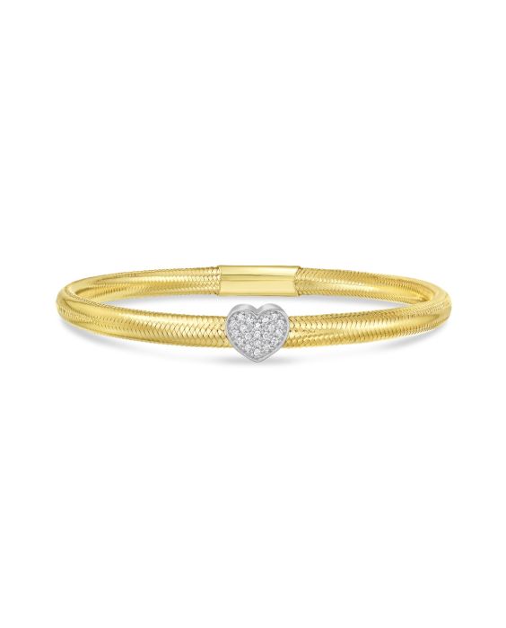 14K Diamond Heart Stretch Mesh Bracelet