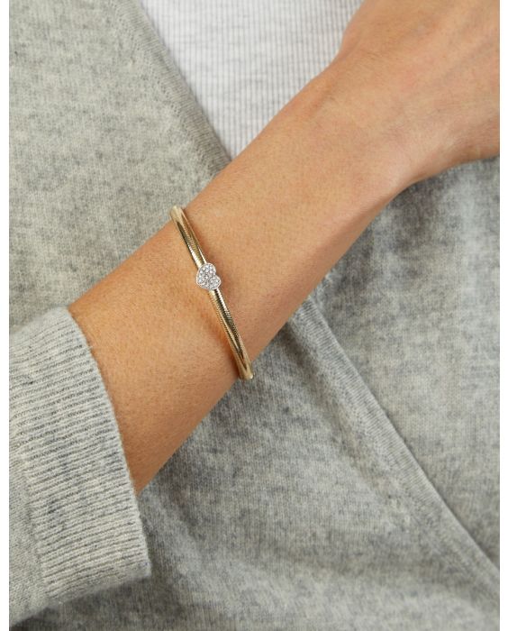 14K Diamond Heart Stretch Mesh Bracelet