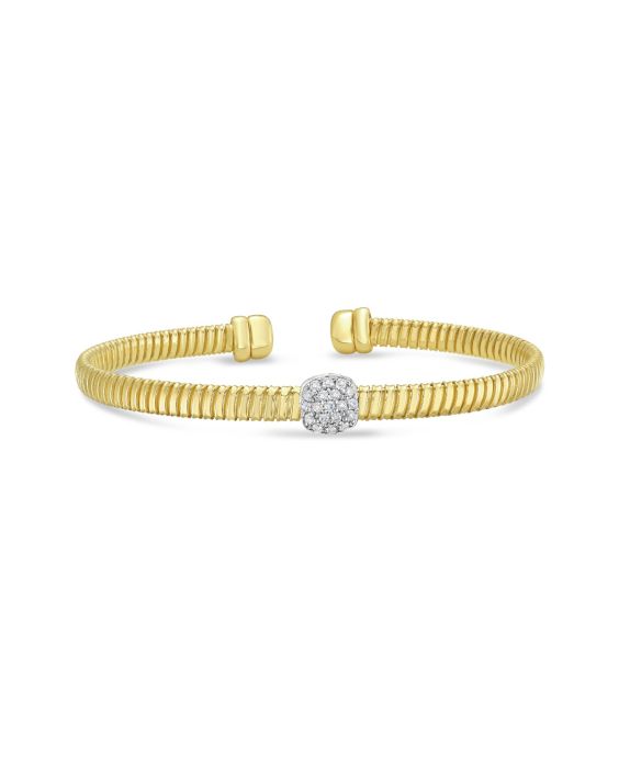 14K Diamond Square Tubogas Cuff