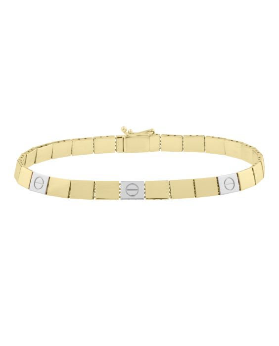 14K Gold Two-Tone Nail Head Bracelet