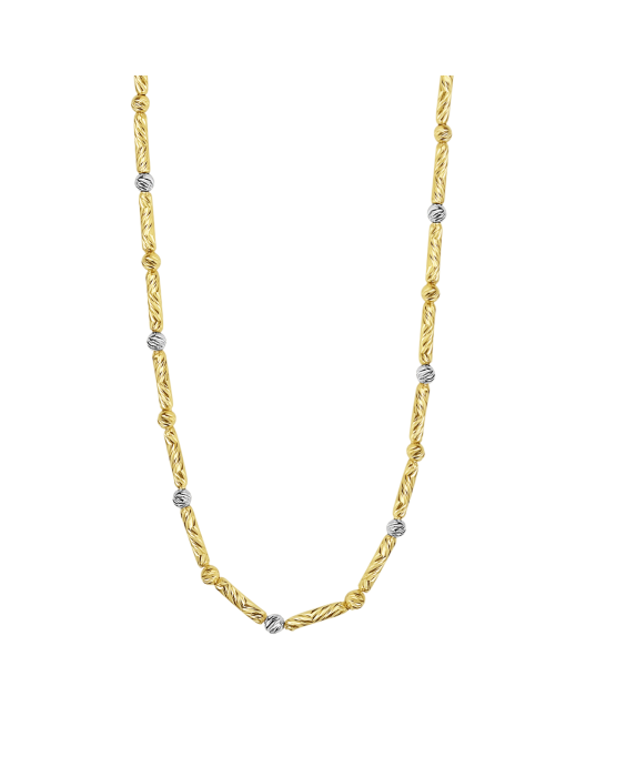 14K Two-Tone Bar &amp; Bead Chain