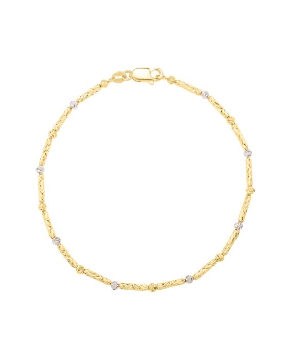 14K Two-Tone Bar &amp; Bead Chain