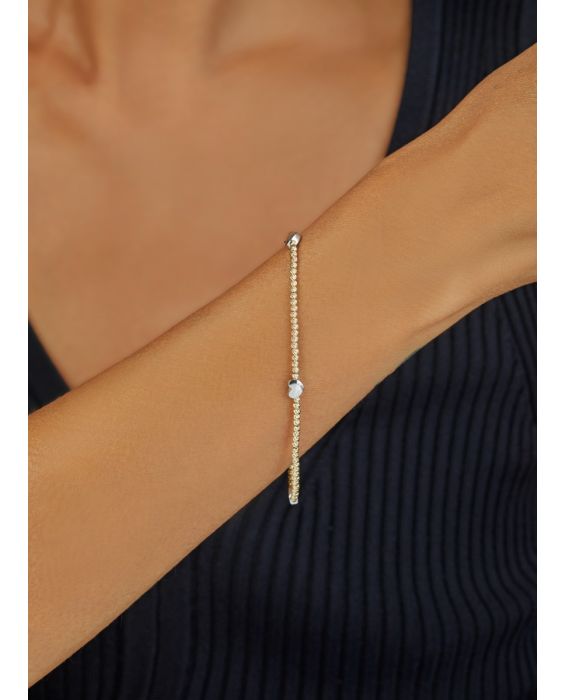 14K Heart Station Bead Bracelet