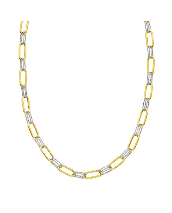 14K Two-tone Diamante Paperclip Chain