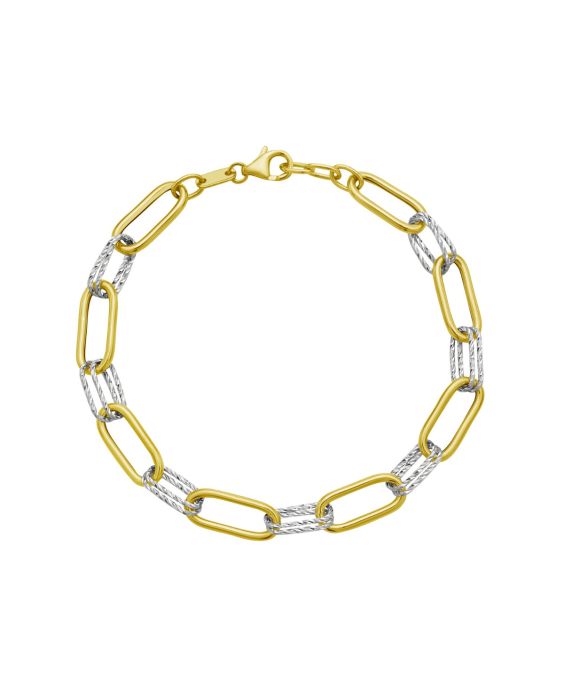 14K Two-tone Diamante Paperclip Chain