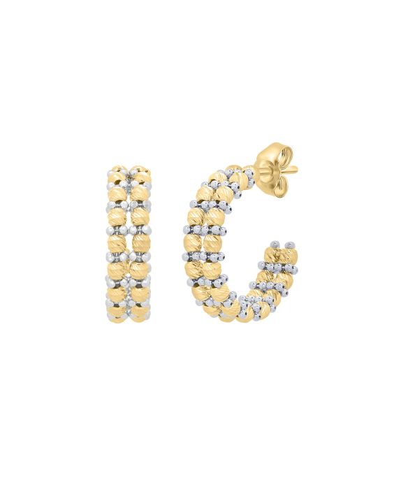 14K Gold Pallina Bead TT Hoops