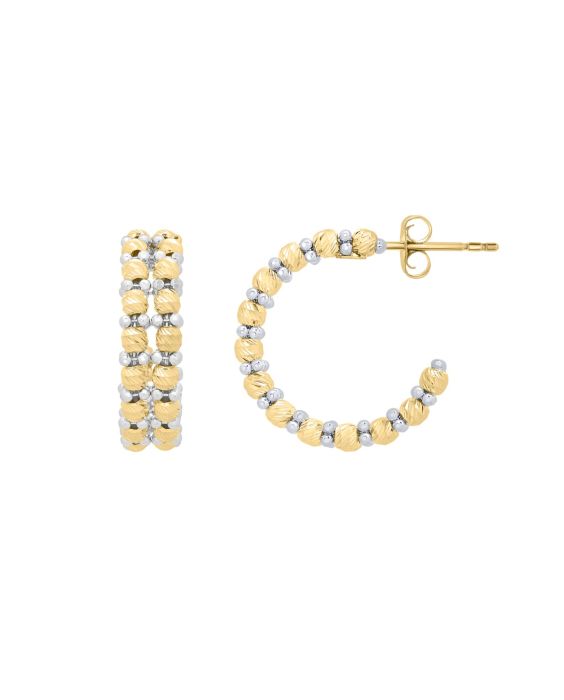14K Gold Pallina Bead TT Hoops
