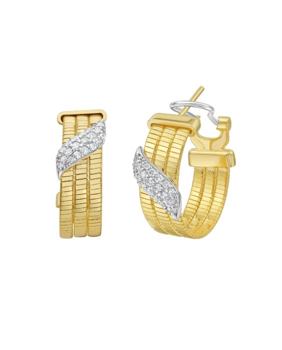 14K .33ct Diamond Omega Hoops