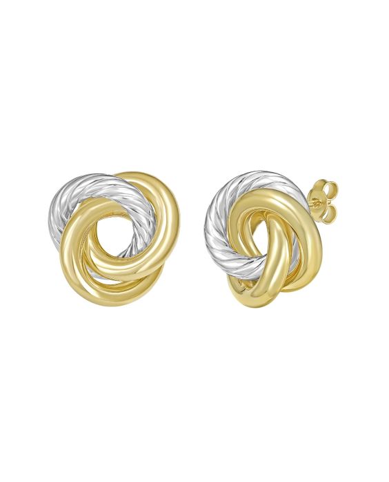 14K Two Tone Love Knot Studs
