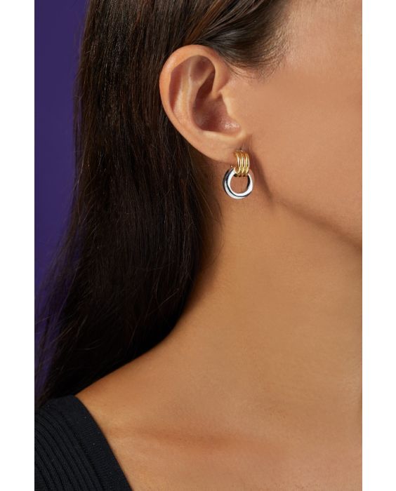 14K Two Tone Door Knocker Hoops