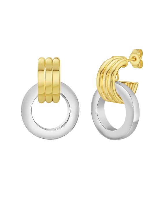 14K Two Tone Door Knocker Hoops